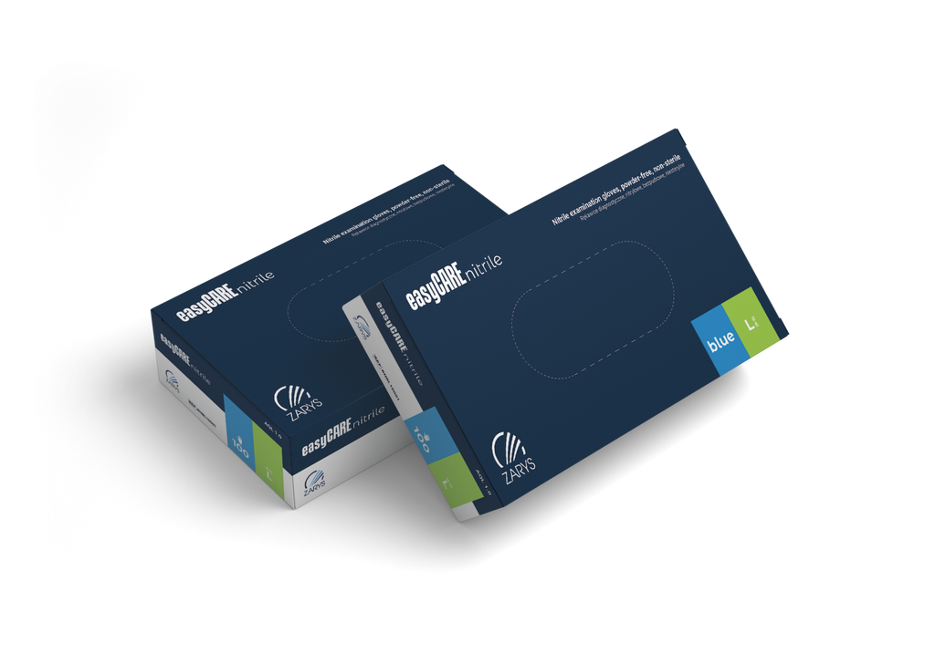 Rękawice diagnostyczne easyCARE nitrile - nitrylowe, bezpudrowe, niesterylne, niebieskie, Rozm. L, 100 szt.