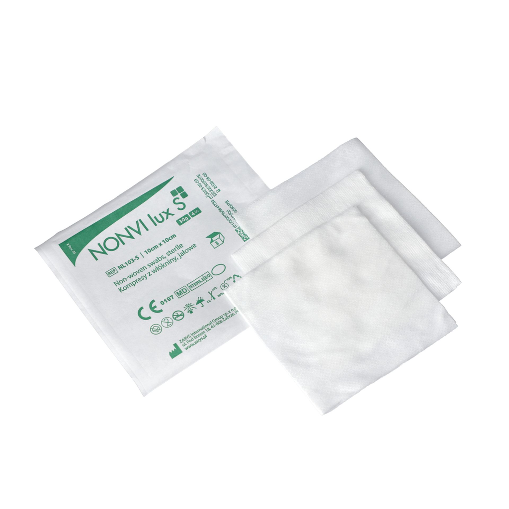 NONVI lux S - kompres włókninowy, sterylny, 30G, 4W, 10cm x 10cm x 3 szt.