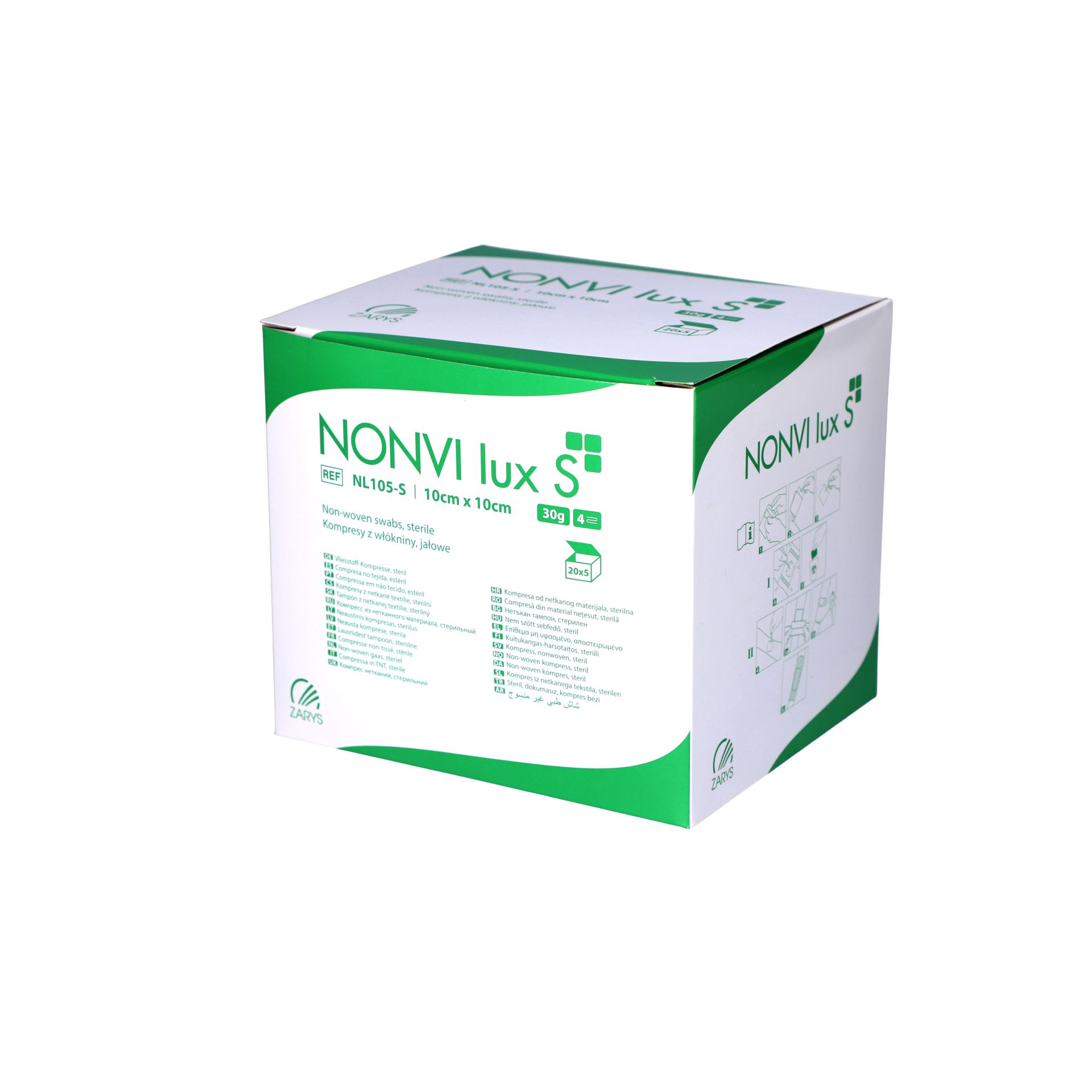 NONVI lux S - kompres włókninowy, sterylny, 30G, 4W, 10cm x 10cm x 5 szt.