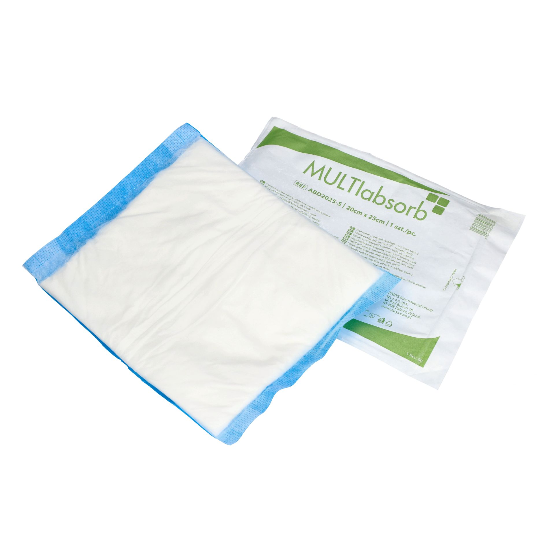 multiABSORB S - kompres wysokochłonny włókninowo-celulozowy, sterylny, 20cm x 25cm x 15 szt.