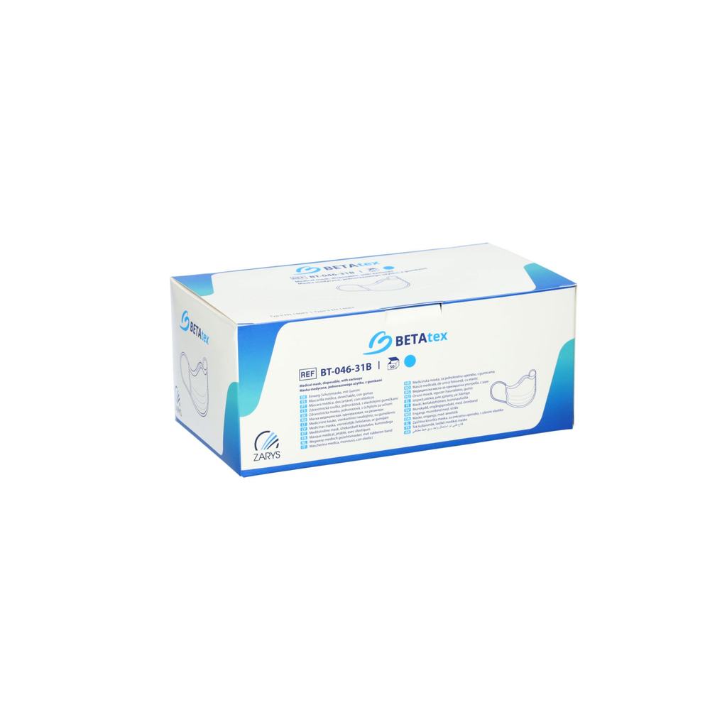 BETAtex - maska medyczna z gumkami, typ II, niebieska