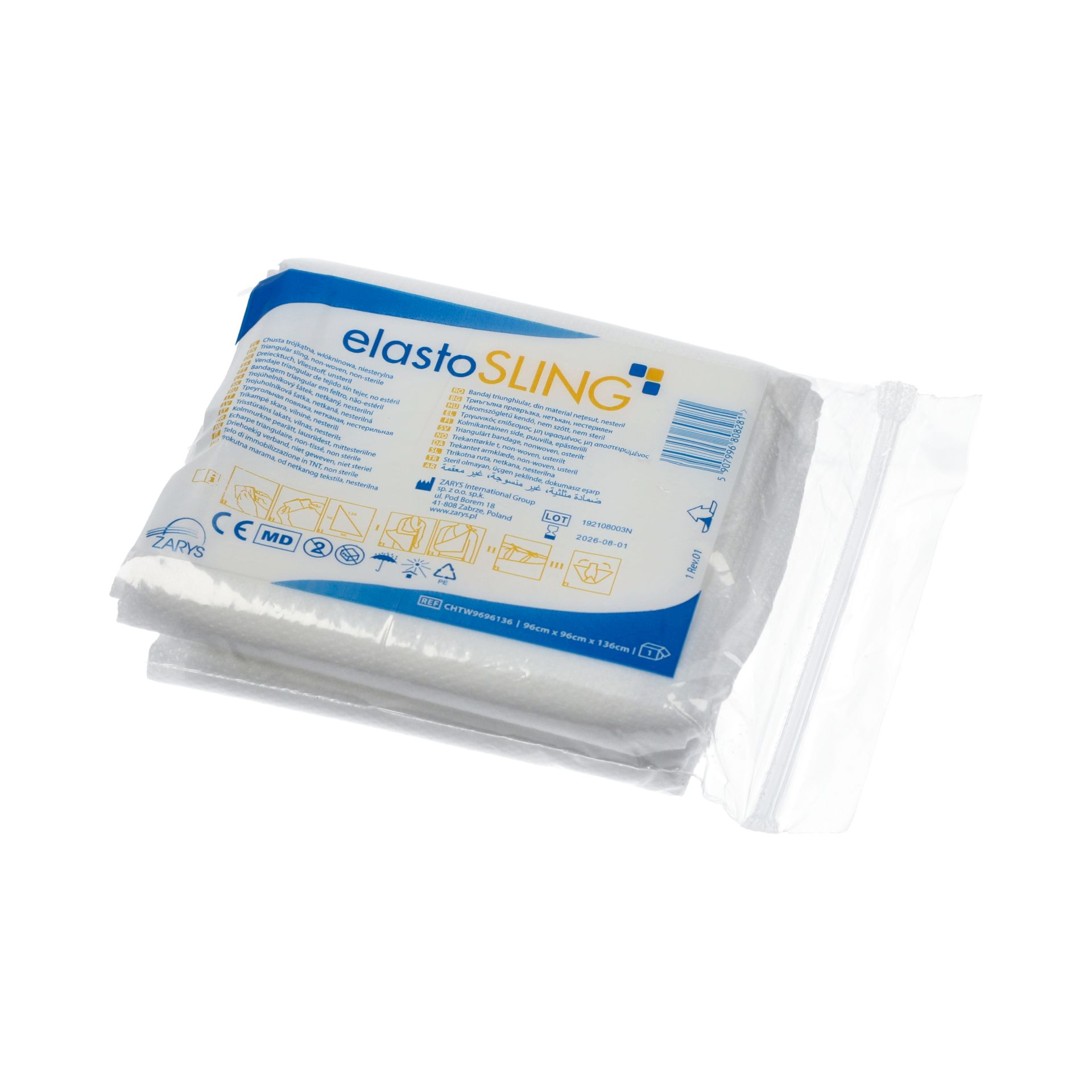 elastoSLING - chusta trójkątna włókninowa, niesterylna, 96cm x 96cm x 136cm