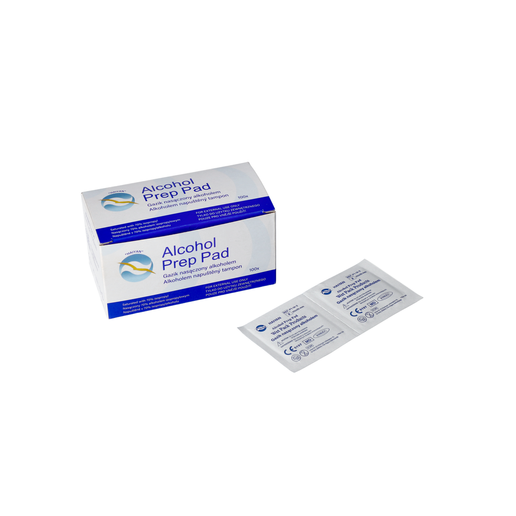 Alcohol Prep Pad - gaziki nasączone alkoholem, sterylne, Rozm. 65mm x 30mm, 100 szt.