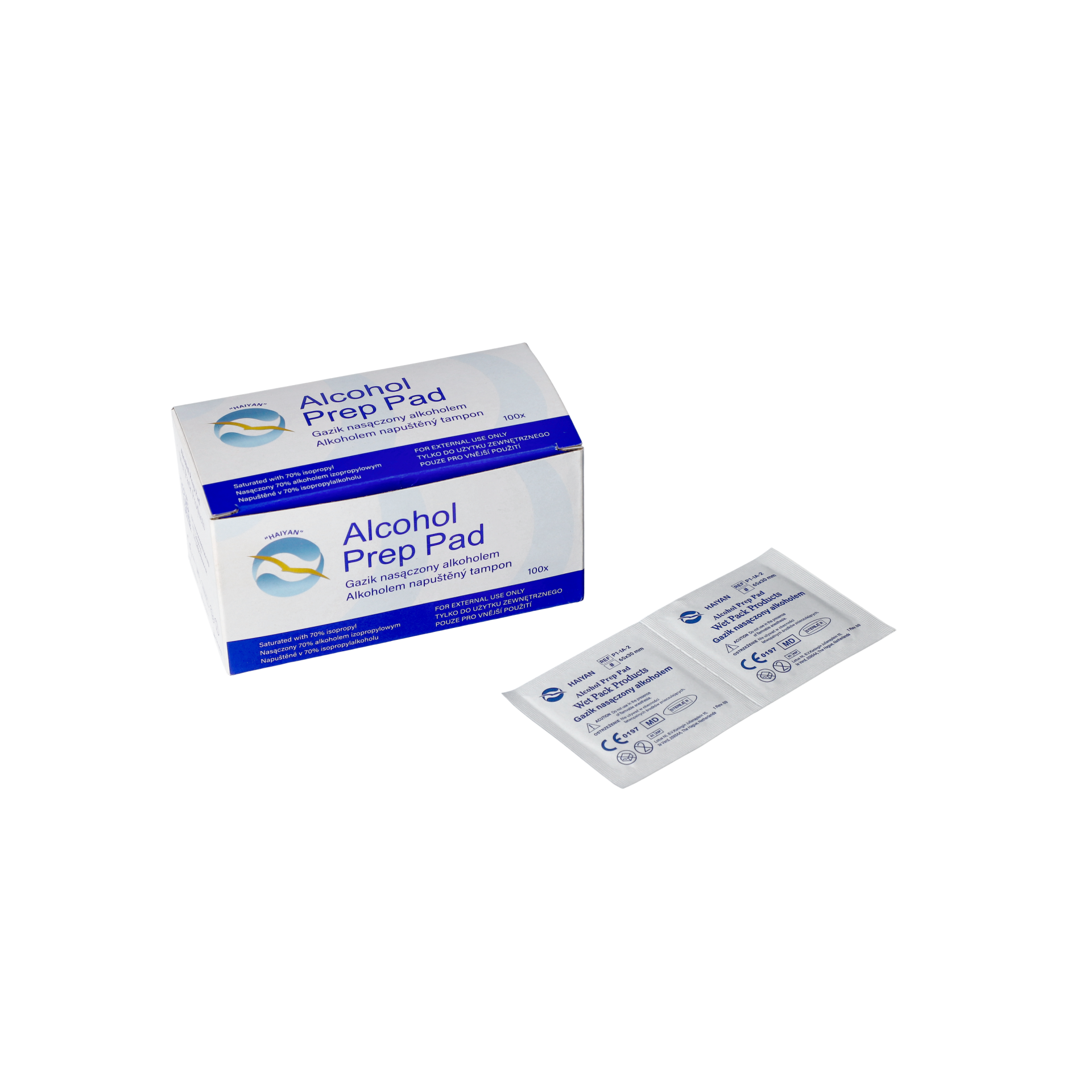 Alcohol Prep Pad - gaziki nasączone alkoholem, sterylne, Rozm. 65mm x 30mm, 100 szt.