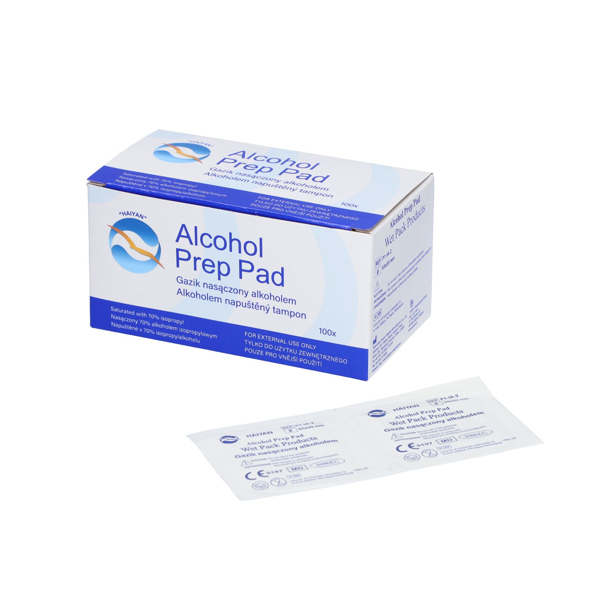 Alcohol Prep Pad - gaziki nasączone alkoholem, sterylne, Rozm. 65mm x 30mm, 100 szt.