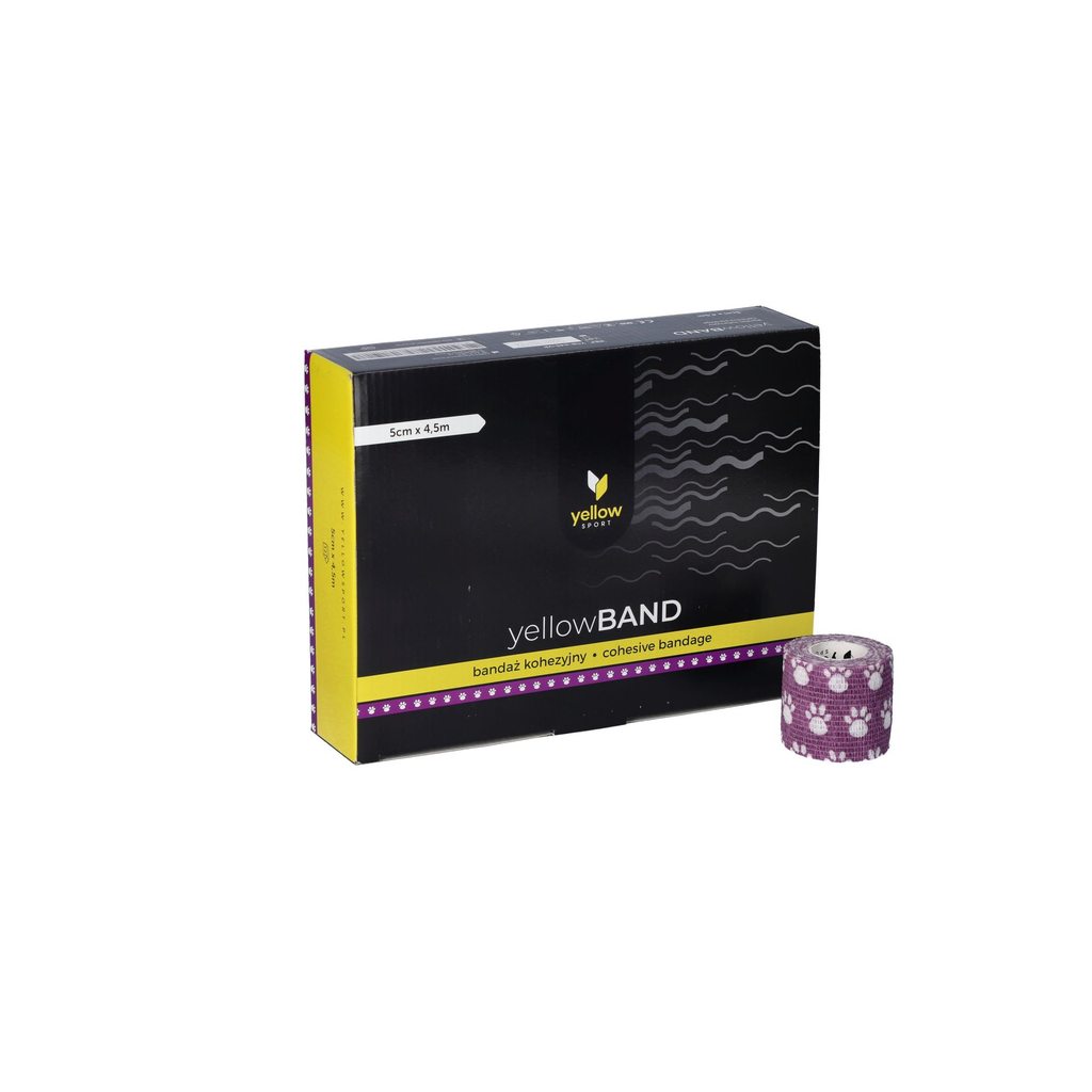 yellowBAND - bandaż kohezyjny, 5cm x 4,5m, fioletowy w łapki